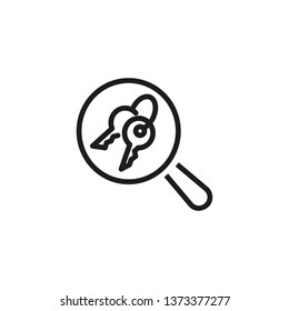 Keywords searching line icon. Data, information, magnifying glass, key. Web analysis concept. Can be used for topics like result, seo, marketing