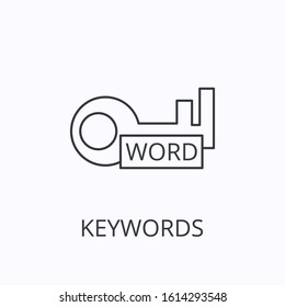 Keywords thin line icon and concept. Vector outline illustration