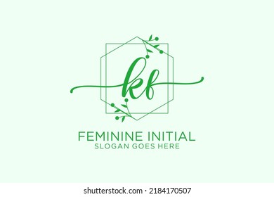 KF beauty monogram and elegant logo design handwriting logo of initial signature, wedding, fashion, floral and botanical with creative template.