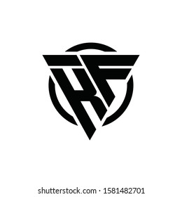 KF FK Triangle Logo Circle Monogram Design Vector Super Hero Concept