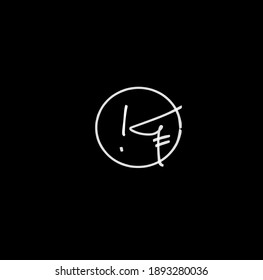 Kf handwritten logo for identity Black background