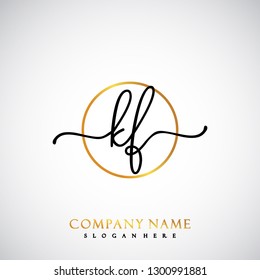 KF Initial Handwriting logo template vector