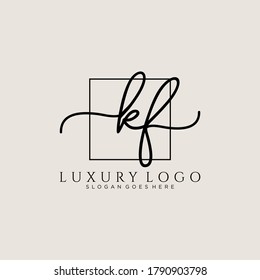 KF Initial handwriting logo template vector