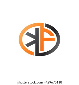 KF initial letters looping linked ellipse logo orange black