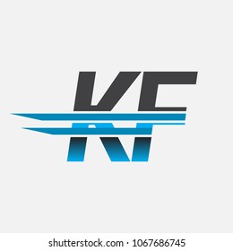 KF initial logo company name colored black and blue, Simple and Modern Logo Design.