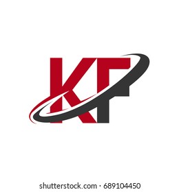 KF initial logo company name colored red and black swoosh design, isolated on white background. vector logo for business and company identity.