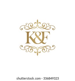 K&F Initial logo. Ornament ampersand monogram golden logo