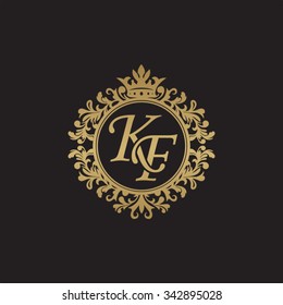 KF initial luxury ornament monogram logo