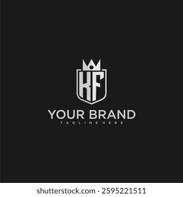 KF initial monogram shield and crown vector image