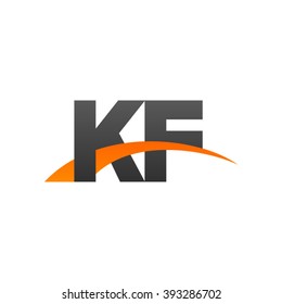 KF initial overlapping swoosh letter logo black orange
