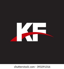KF initial overlapping swoosh letter logo white red black background