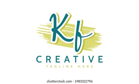KF Initials, handwriting logo vector