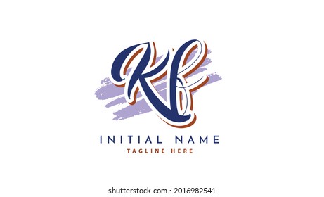 KF Initials, handwriting logo vector