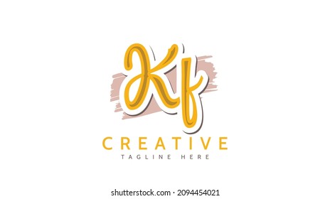 Kf Initials, handwriting logo vector