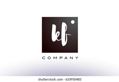 KF K F black white handwritten handwriting alphabet company letter logo square design template dot dots creative abstract