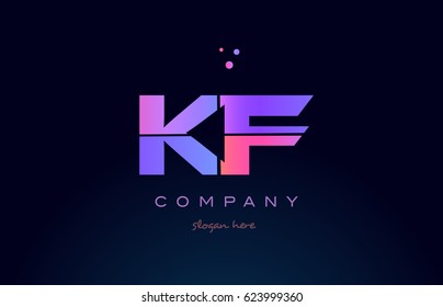 kf k f creative color blue background pink purple blue magenta alphabet letter company logo vector icon design