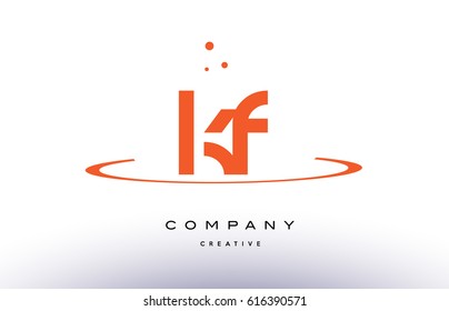 KF K F creative orange swoosh dots alphabet company letter logo design vector icon template