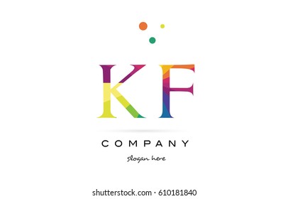 kf k f  creative rainbow colors colored alphabet company letter logo design vector icon template