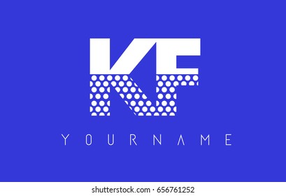 KF K F Dotted Pattern Letter Logo Design Vector with Blue Background.