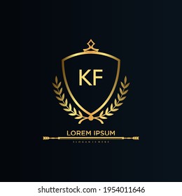 KF Letter Initial with Royal Template.elegant with crown logo vector, Creative Lettering Logo Vector Illustration.