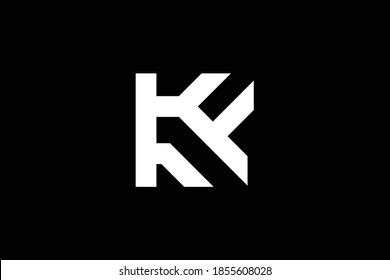 Diseño del logo de la carta de KF sobre fondo de lujo. Concepto del logotipo de la letra de las iniciales del monograma FK. Diseño de iconos de KF. Diseño de iconos de letras blancas elegantes y profesionales FK sobre fondo negro. F K