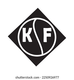 Diseño del logotipo de la letra KF sobre fondo blanco. Concepto del logo de la carta con iniciales creativas de KF. Diseño de letras de KF.	

