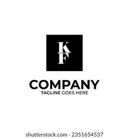 KF Letter Logo Design White and Black