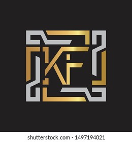 KF Letter logo initial capital monogram with abstract ornament