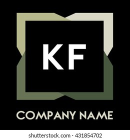 KF letters business logo creative  icon design template elements in abstract background logo, design identity in square with four colors, modern alphabet letters
