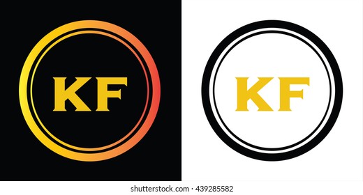 KF letters icon design template elements in abstract background logo, design identity in circle, alphabet letter
