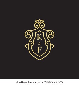 KF line vintage initial logo in high quality professional design that will print well across any print media
