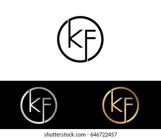 Kf Logo. Letter Design Vector with Red and Black Gold Silver Colors
