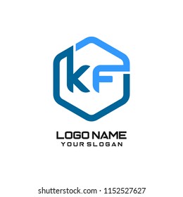 KF logo letter initial, Abstract polygonal Background Logo,
