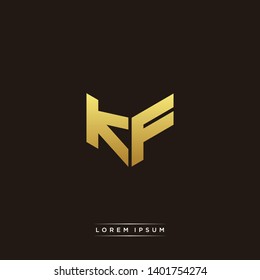 KF Logo Letter Initial Logo Designs Templete with Gold and Black Background