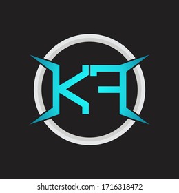 KF Logo monogram with circle and four taper shape design template