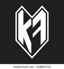 KF Logo monogram with emblem line style isolated on black background