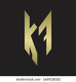 Monograma con logotipo KF con estilo de emblema aislado con colores dorados