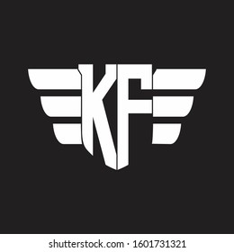 KF Logo monogram with emblem and wings element design template