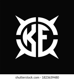 KF Logo monogram with four pieces circle slice design template on Black Background