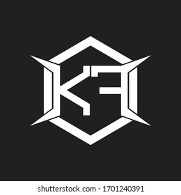 KF Logo monogram with hexagon and four taper shape design template