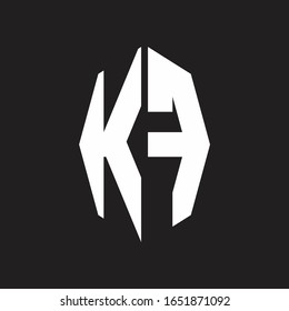 Monograma del logotipo KF con plantilla de diseño de estilo de cinta octagonal