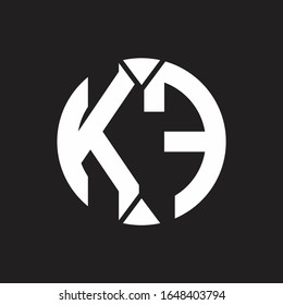 Monograma con logotipo KF con estilo de cinta circular