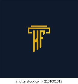 Logotipo inicial del monograma KF para la firma de abogados con diseño de hitos