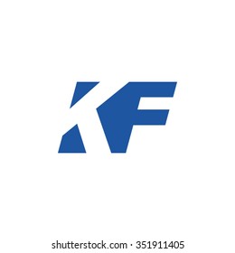 KF negative space letter logo blue