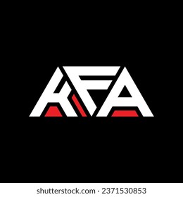 KFA triangle letter logo design with triangle shape. KFA triangle logo design monogram. KFA triangle vector logo template with red color. KFA triangular logo Simple, Elegant, and Luxurious design.
