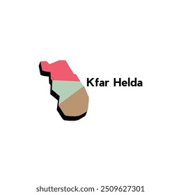 Kfar Helda cidade mapa ilustração design, World Map Modelo vetor internacional colorido estilo gráfico