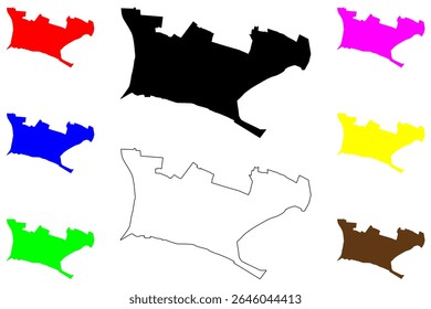 Kfar Saba cidade (Estado de Israel, Distrito Central) mapa ilustração vetorial, esboço rabisco Mapa de Kfar Sava