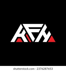 KFH triangle letter logo design with triangle shape. KFH triangle logo design monogram. KFH triangle vector logo template with red color. KFH triangular logo Simple, Elegant, and Luxurious design.