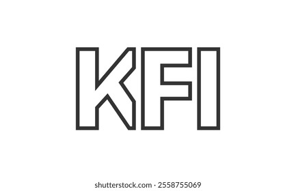 KFI logo design template with strong and modern bold text. Initial based vector logotype featuring simple and minimal typography. Trendy company identity ideal for businesses brand presence.