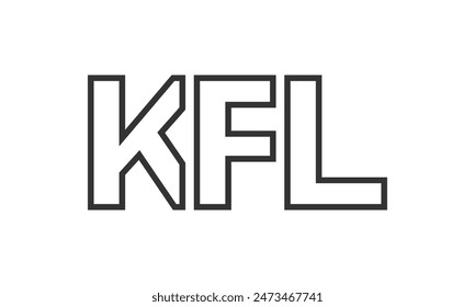 KFL logo design template with strong and modern bold text. Initial based vector logotype featuring simple and minimal typography. Trendy company identity ideal for businesses brand presence.